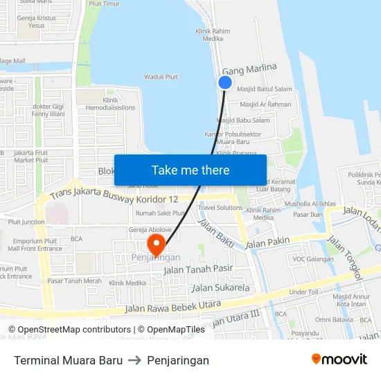 Terminal Muara Baru to Penjaringan map