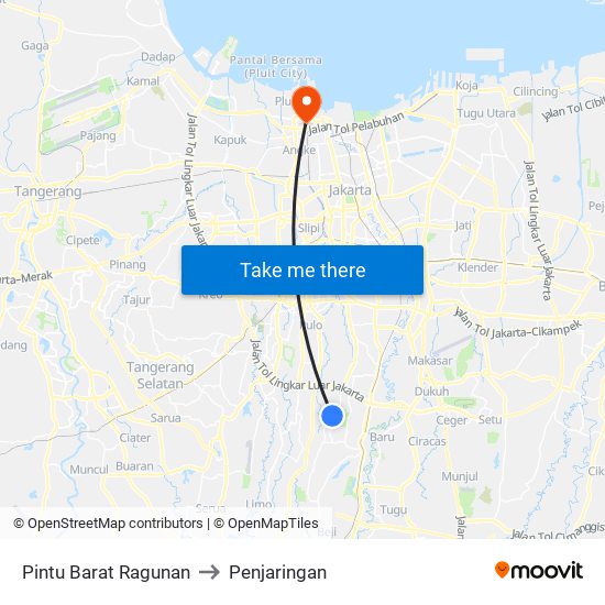 Pintu Barat Ragunan to Penjaringan map