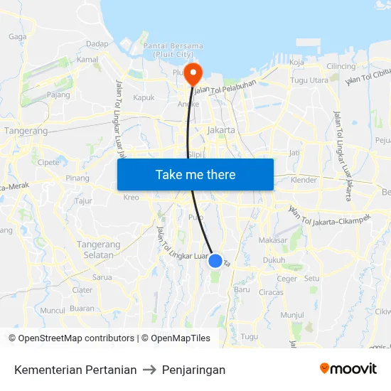 Kementerian Pertanian to Penjaringan map