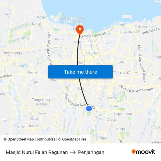 Masjid Nurul Falah Ragunan to Penjaringan map