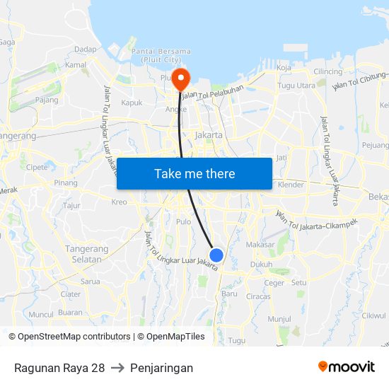 Ragunan Raya 28 to Penjaringan map