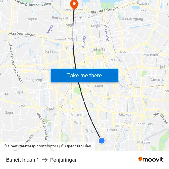 Buncit Indah 1 to Penjaringan map