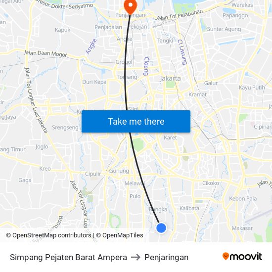 Simpang Pejaten Barat Ampera to Penjaringan map