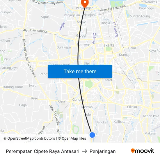 Perempatan Cipete Raya Antasari to Penjaringan map