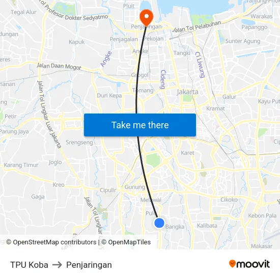 TPU Koba to Penjaringan map