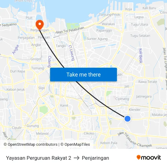 Yayasan Perguruan Rakyat 2 to Penjaringan map