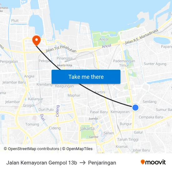 Jalan Kemayoran Gempol 13b to Penjaringan map