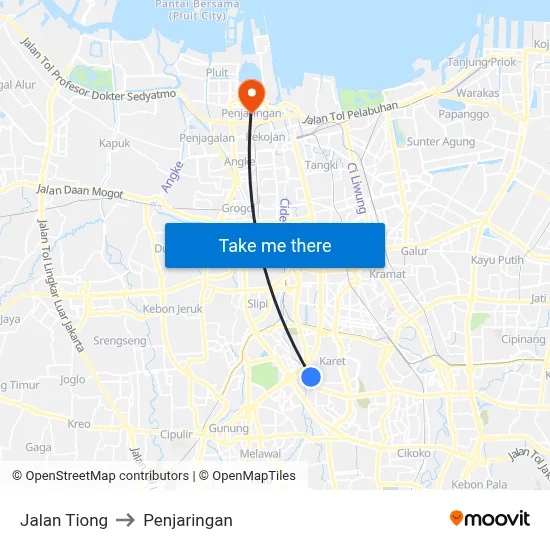 Jalan Tiong to Penjaringan map