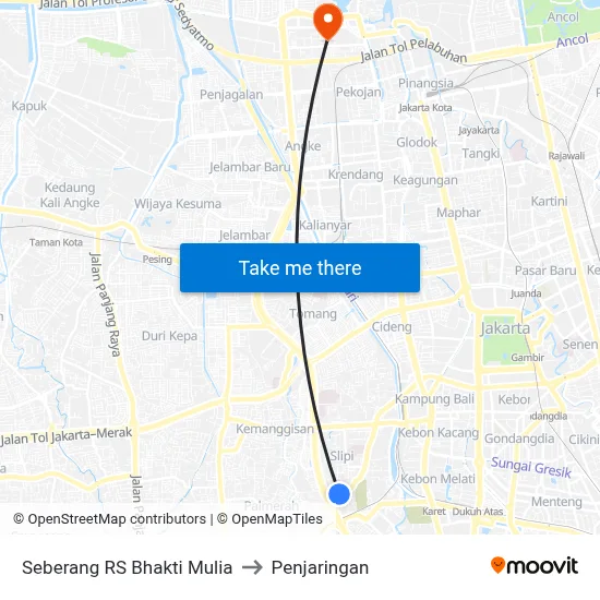 Seberang RS Bhakti Mulia to Penjaringan map