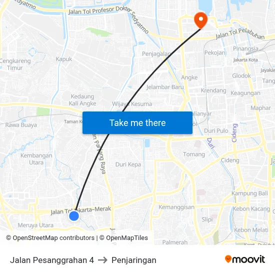 Jalan Pesanggrahan 4 to Penjaringan map