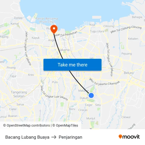 Bacang Lubang Buaya to Penjaringan map