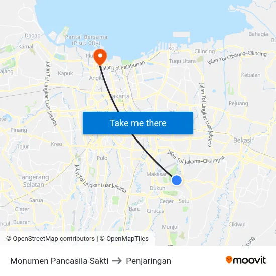 Monumen Pancasila Sakti to Penjaringan map