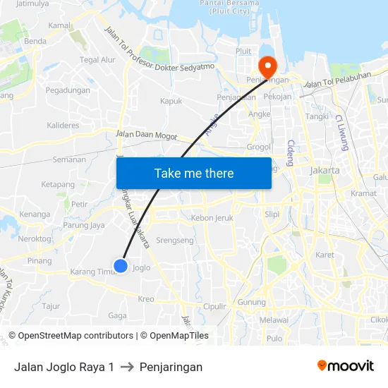 Jalan Joglo Raya 1 to Penjaringan map