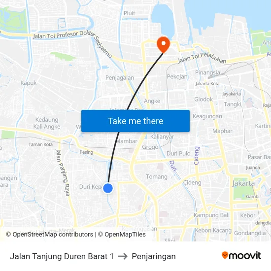 Jalan Tanjung Duren Barat 1 to Penjaringan map