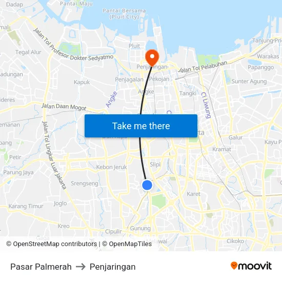 Pasar Palmerah to Penjaringan map