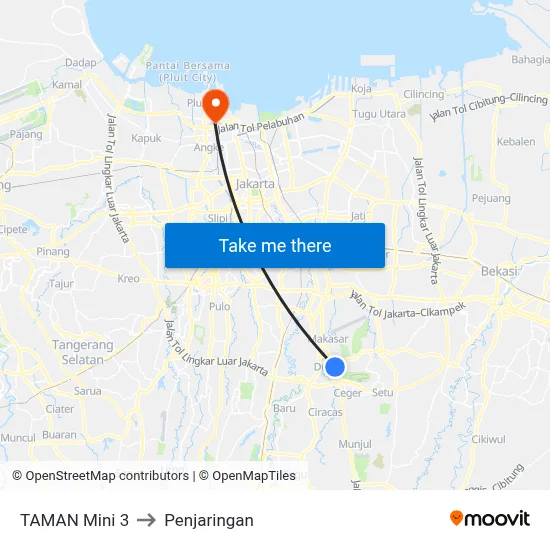 TAMAN Mini 3 to Penjaringan map