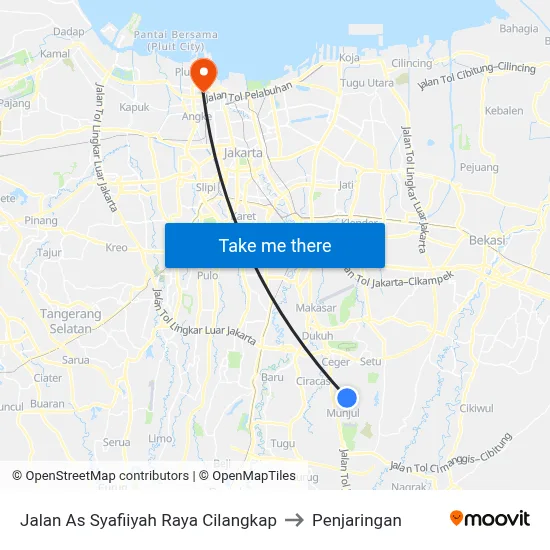 Jalan As Syafiiyah Raya Cilangkap to Penjaringan map