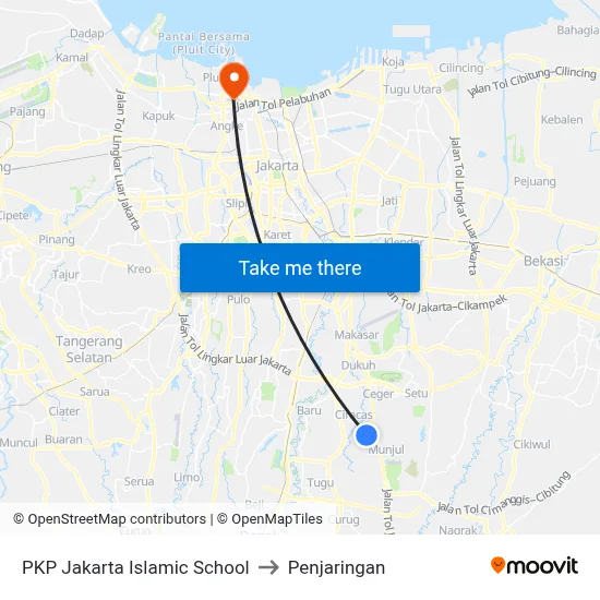 PKP Jakarta Islamic School to Penjaringan map