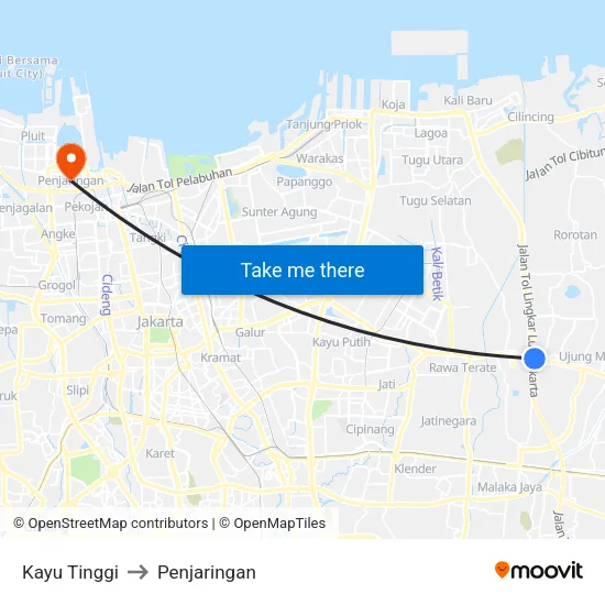 Kayu Tinggi to Penjaringan map