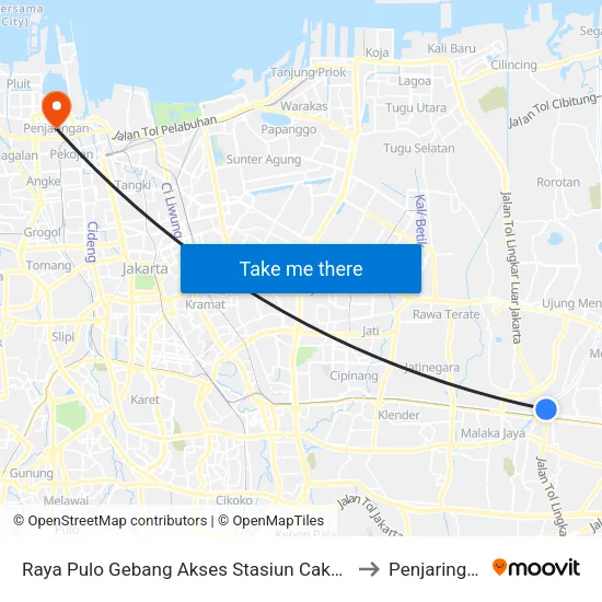 Raya Pulo Gebang Akses Stasiun Cakung to Penjaringan map