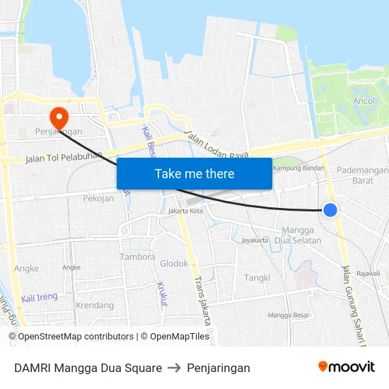 DAMRI Mangga Dua Square to Penjaringan map