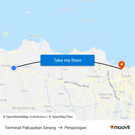 Terminal Pakupatan Serang to Penjaringan map