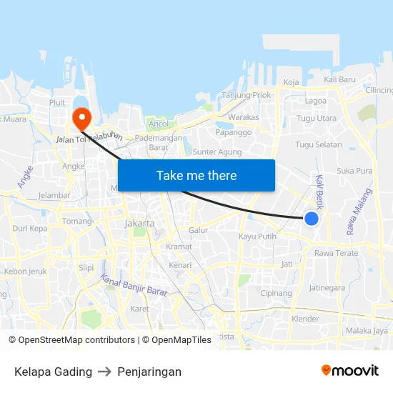 Kelapa Gading to Penjaringan map