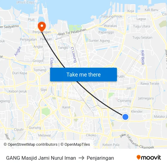 GANG Masjid Jami Nurul Iman to Penjaringan map
