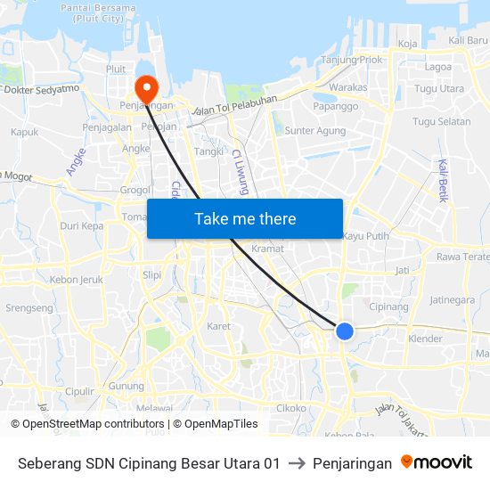 Seberang SDN Cipinang Besar Utara 01 to Penjaringan map