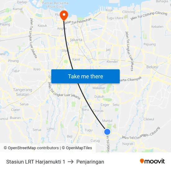 Stasiun LRT Harjamukti 1 to Penjaringan map