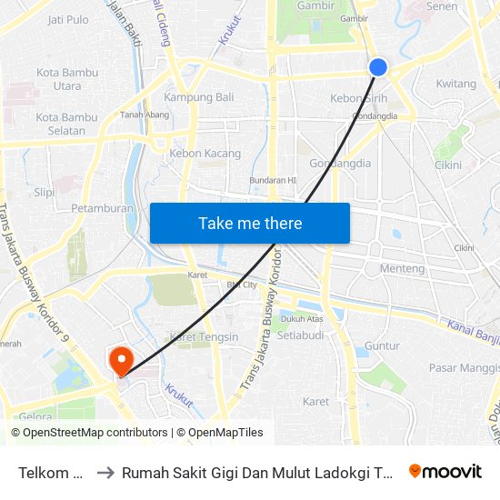 Telkom Grapari to Rumah Sakit Gigi Dan Mulut Ladokgi TNI AL R.E Martadinata map