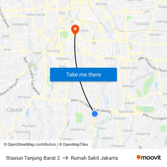 Stasiun Tanjung Barat 2 to Rumah Sakit Jakarta map