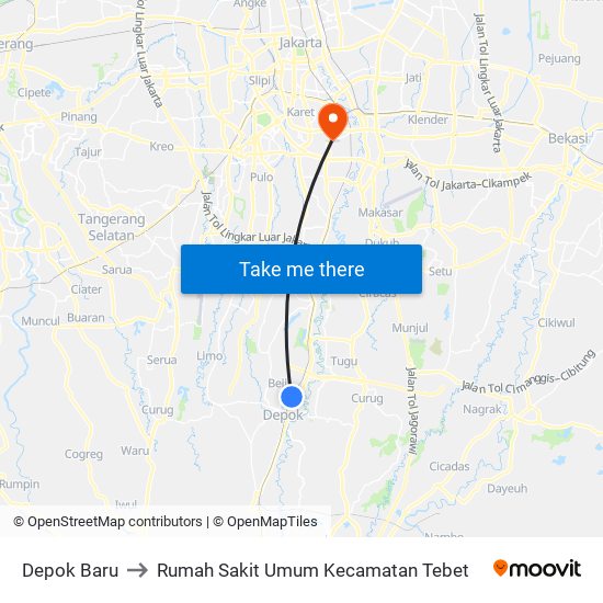 Depok Baru to Rumah Sakit Umum Kecamatan Tebet map