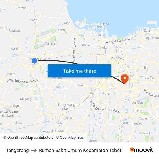 Tangerang to Rumah Sakit Umum Kecamatan Tebet map