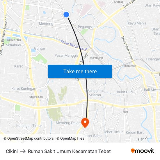 Cikini to Rumah Sakit Umum Kecamatan Tebet map