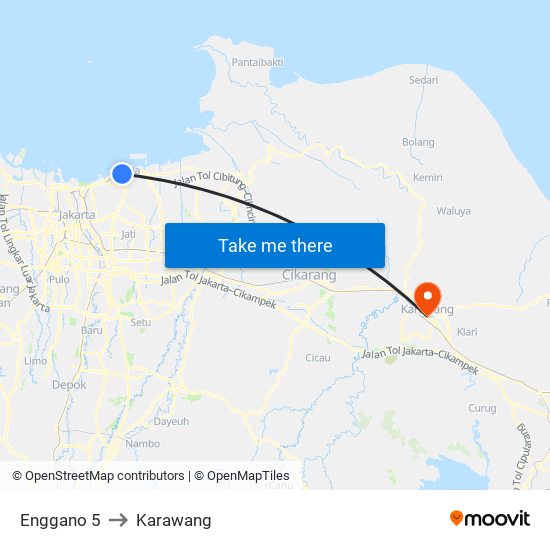 Enggano 5 to Karawang map