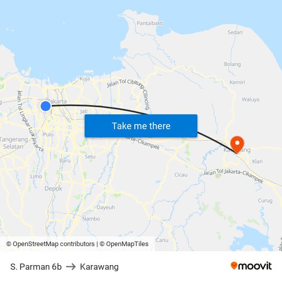 S. Parman 6b to Karawang map