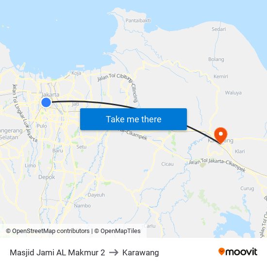 Masjid Jami AL Makmur 2 to Karawang map