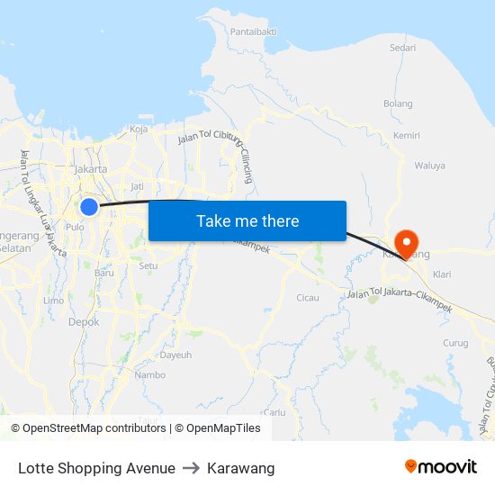 Lotte Shopping Avenue to Karawang map
