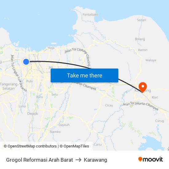 Grogol Reformasi Arah Barat to Karawang map