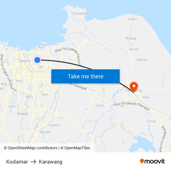 Kodamar to Karawang map