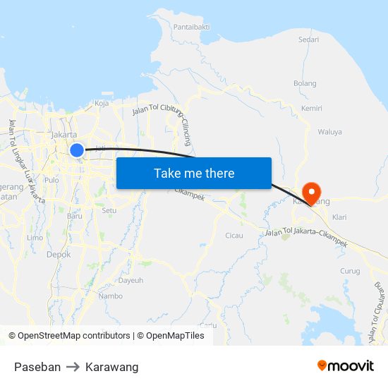 Paseban to Karawang map