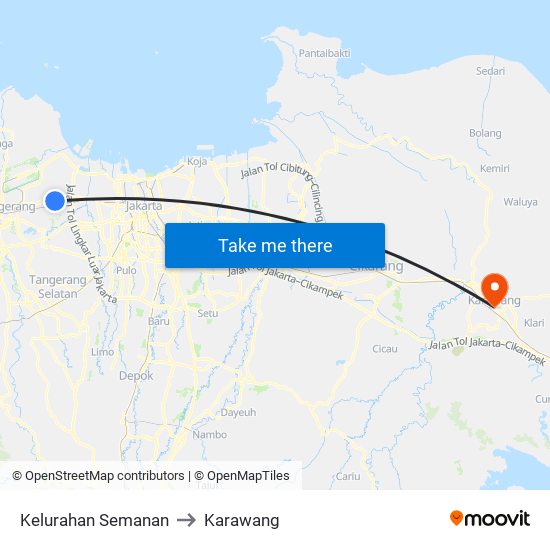 Kelurahan Semanan to Karawang map