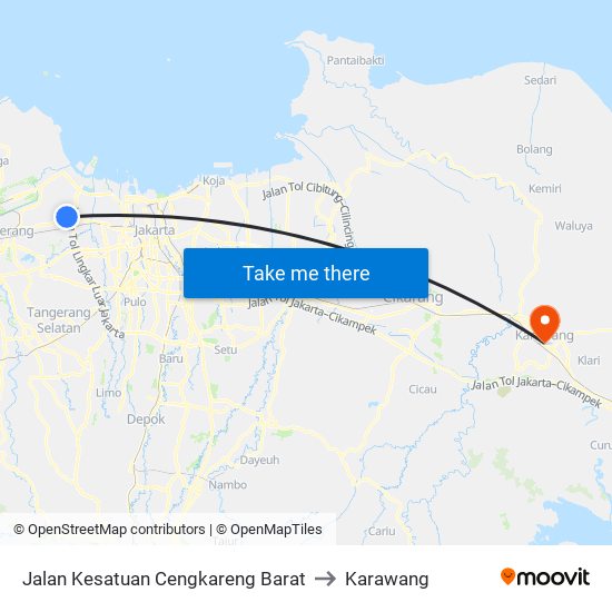 Jalan Kesatuan Cengkareng Barat to Karawang map