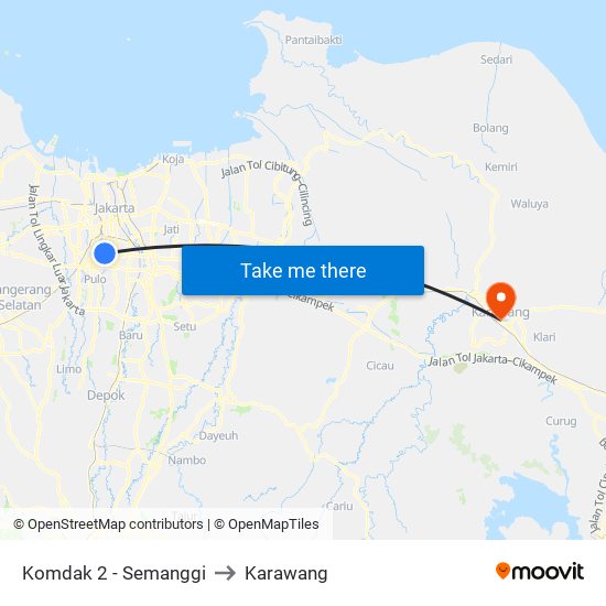 Komdak 2 - Semanggi to Karawang map