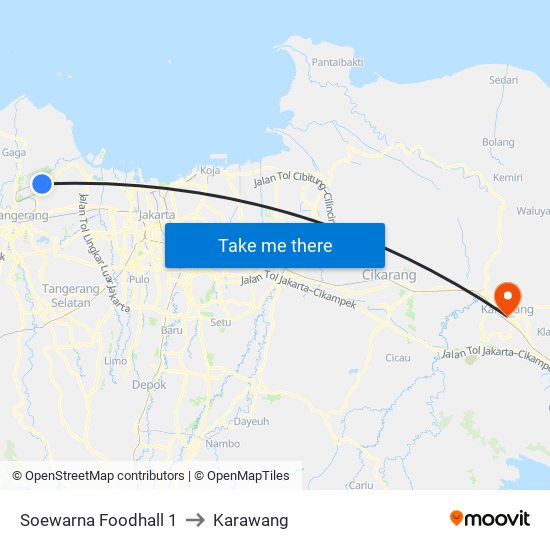 Soewarna Foodhall 1 to Karawang map