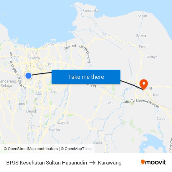 BPJS Kesehatan Sultan Hasanudin to Karawang map
