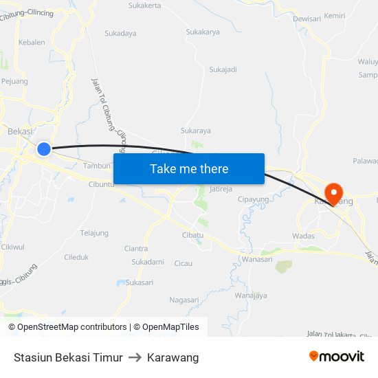Stasiun Bekasi Timur to Karawang map