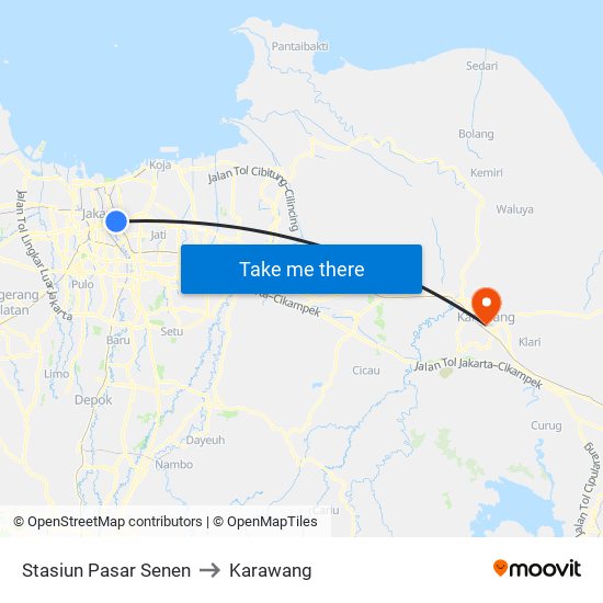 Stasiun Pasar Senen to Karawang map