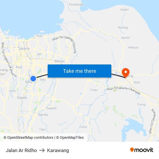 Jalan Ar Ridho to Karawang map